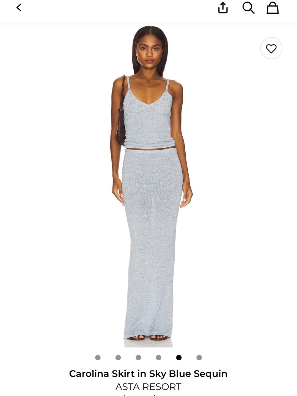 Asta Resort Sky Blue Sequin Maxi Skirt